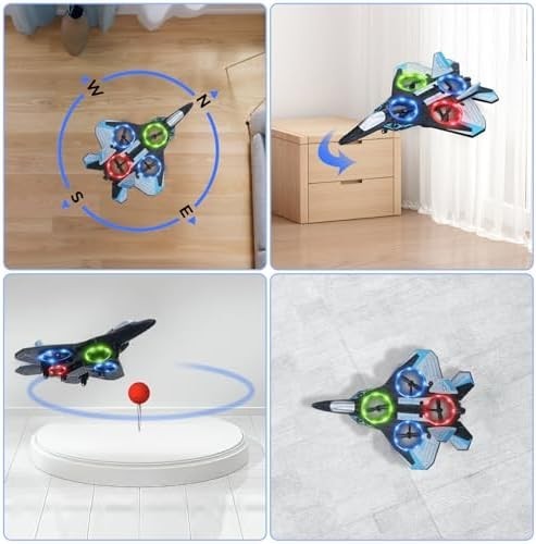 Foam RC Airplane Drone with Lights, 4 Motors, 360° Flips & 2 Batteries - Kwikley