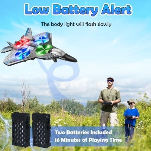 Foam RC Airplane Drone with Lights, 4 Motors, 360° Flips & 2 Batteries - Kwikley