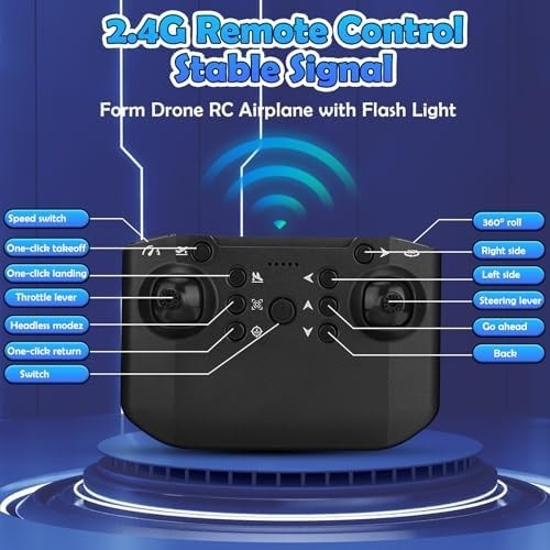 Foam RC Airplane Drone with Lights, 4 Motors, 360° Flips & 2 Batteries - Kwikley