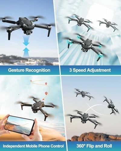 Foldable 1080P Dual Camera Drone with Zoom, Brushless Motor & 2 Batteries - Kwikley