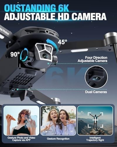 Foldable 1080P Dual Camera Drone with Zoom, Brushless Motor & 2 Batteries - Kwikley