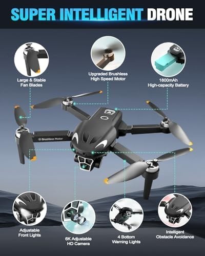 Foldable 1080P Dual Camera Drone with Zoom, Brushless Motor & 2 Batteries - Kwikley