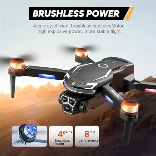 Foldable 1080P HD Camera Drone, Brushless Motor, 2 Batteries, Obstacle Avoidance - Kwikley