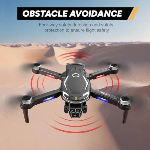 Foldable 1080P HD Camera Drone, Brushless Motor, 2 Batteries, Obstacle Avoidance - Kwikley
