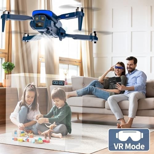 Foldable 1080P HD Camera Drone with Blue LED, Gesture Control for Kids & Adults - Kwikley