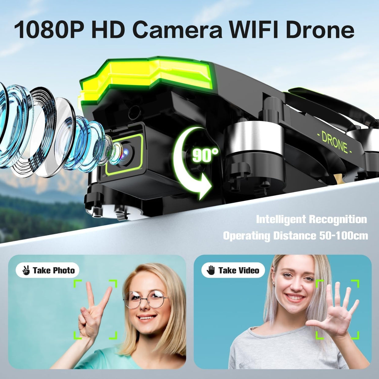 Foldable 1080P HD Camera Drone with Brushless Motor, WiFi FPV, 30min Flight Time - Kwikley