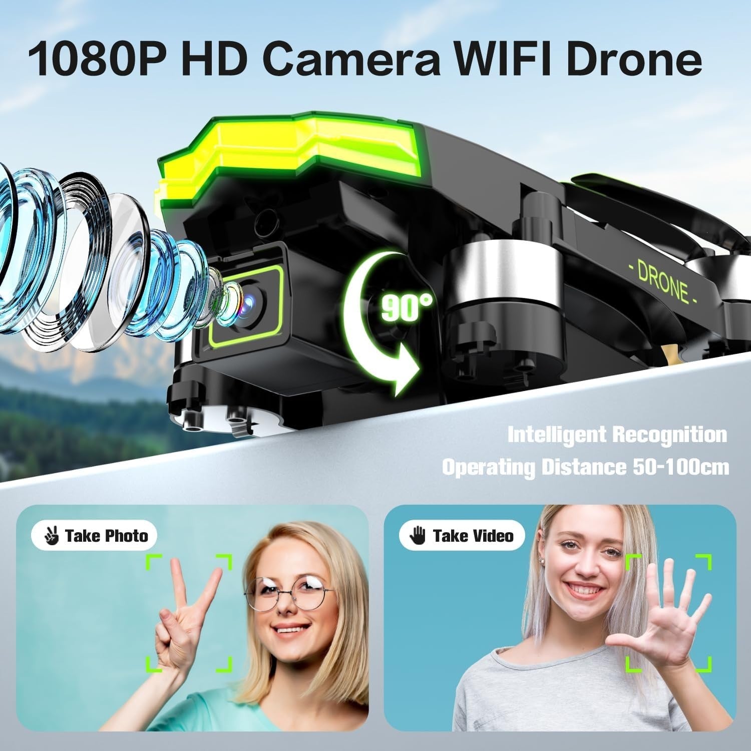 Foldable 1080P HD Camera Drone with Brushless Motor, WiFi FPV, 30min Flight Time - Kwikley