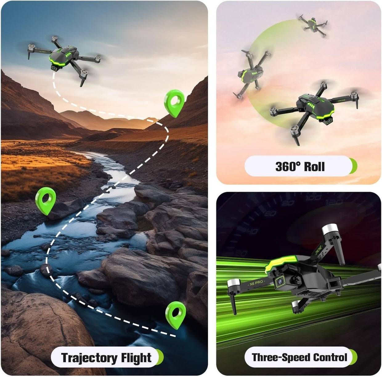Foldable 1080P HD Camera Drone with Brushless Motor, WiFi FPV, 30min Flight Time - Kwikley