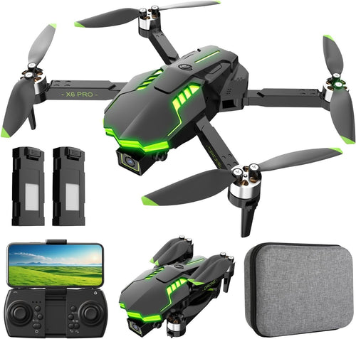 Foldable 1080P HD Camera Drone with Brushless Motor, WiFi FPV, 30min Flight Time - Kwikley