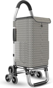 Foldable 2 - in - 1 Shopping Trolley 6 - Wheel Quiet Stair Climber Waterproof Cart - Kwikley