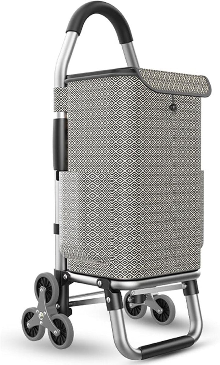 Foldable 2 - in - 1 Shopping Trolley 6 - Wheel Quiet Stair Climber Waterproof Cart - Kwikley