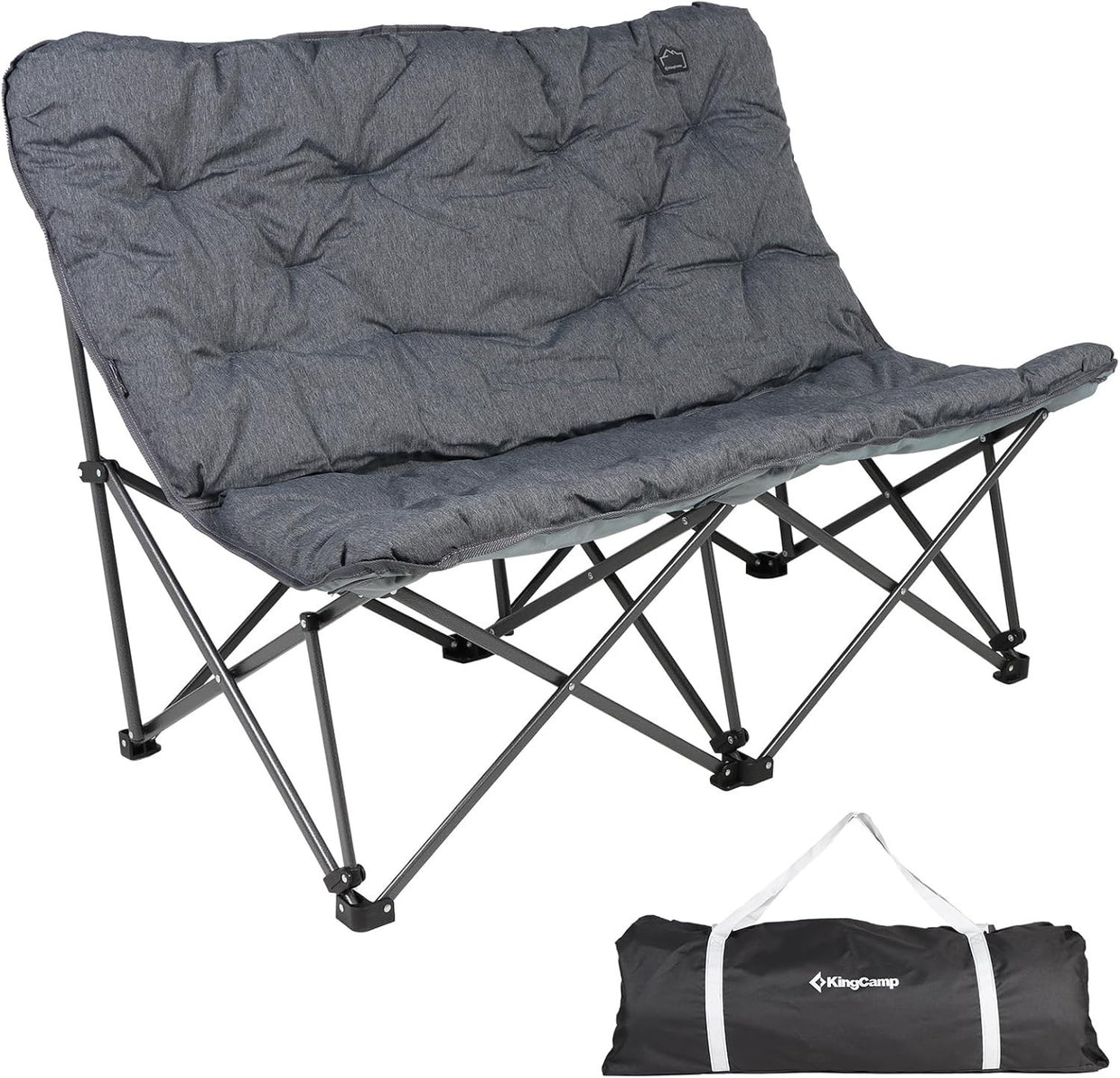 Foldable 2 Seater Padded Camping Sofa Chair Heavy Duty Outdoor Seat - Kwikley