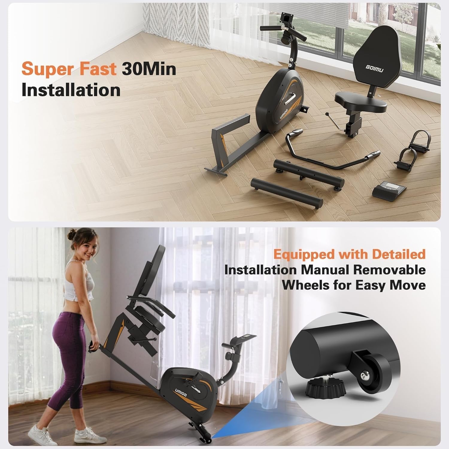 Foldable 5 - in - 1 Exercise Bike X - Bike 16 - Level Resistance Quiet Seat Backrest - Kwikley