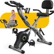 Foldable 5 - in - 1 X - Bike 16 - Level Magnetic Resistance Quiet Seat Backrest 330LB - Kwikley