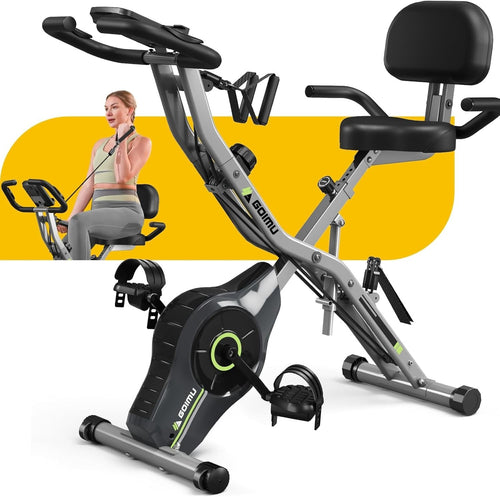Foldable 5 - in - 1 X - Bike 16 - Level Magnetic Resistance Quiet Seat Backrest 330LB - Kwikley