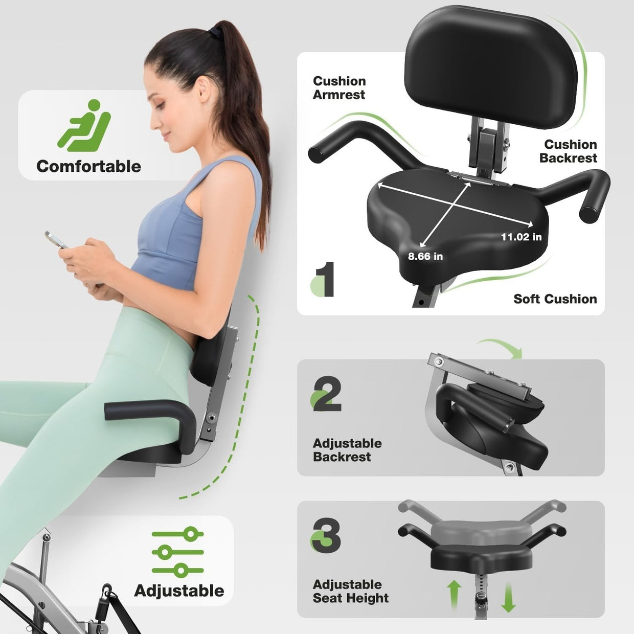 Foldable 5 - in - 1 X - Bike 16 - Level Magnetic Resistance Quiet Seat Backrest 330LB - Kwikley
