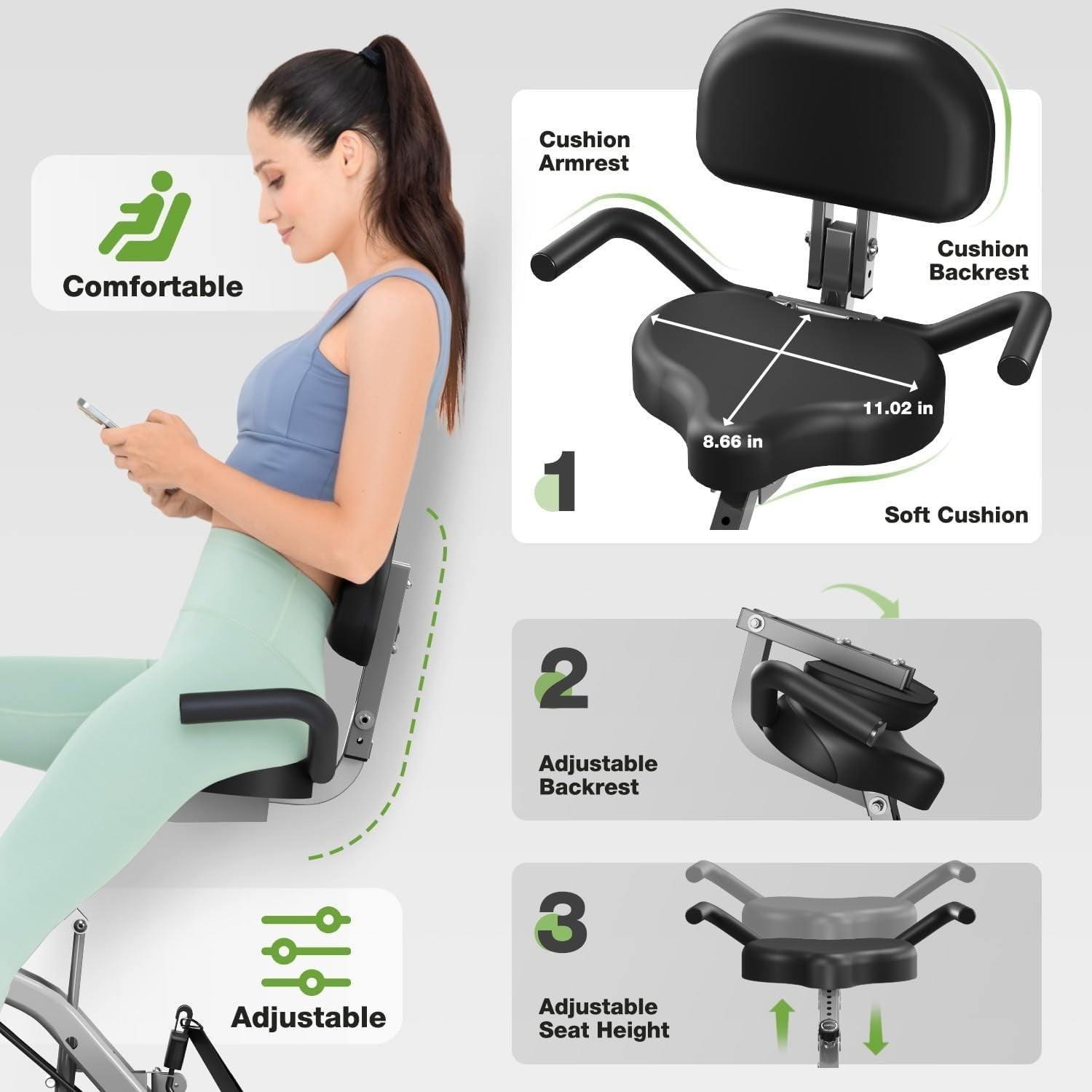 Foldable 5 - in - 1 X - Bike 16 - Level Magnetic Resistance Quiet Seat Backrest 330LB - Kwikley