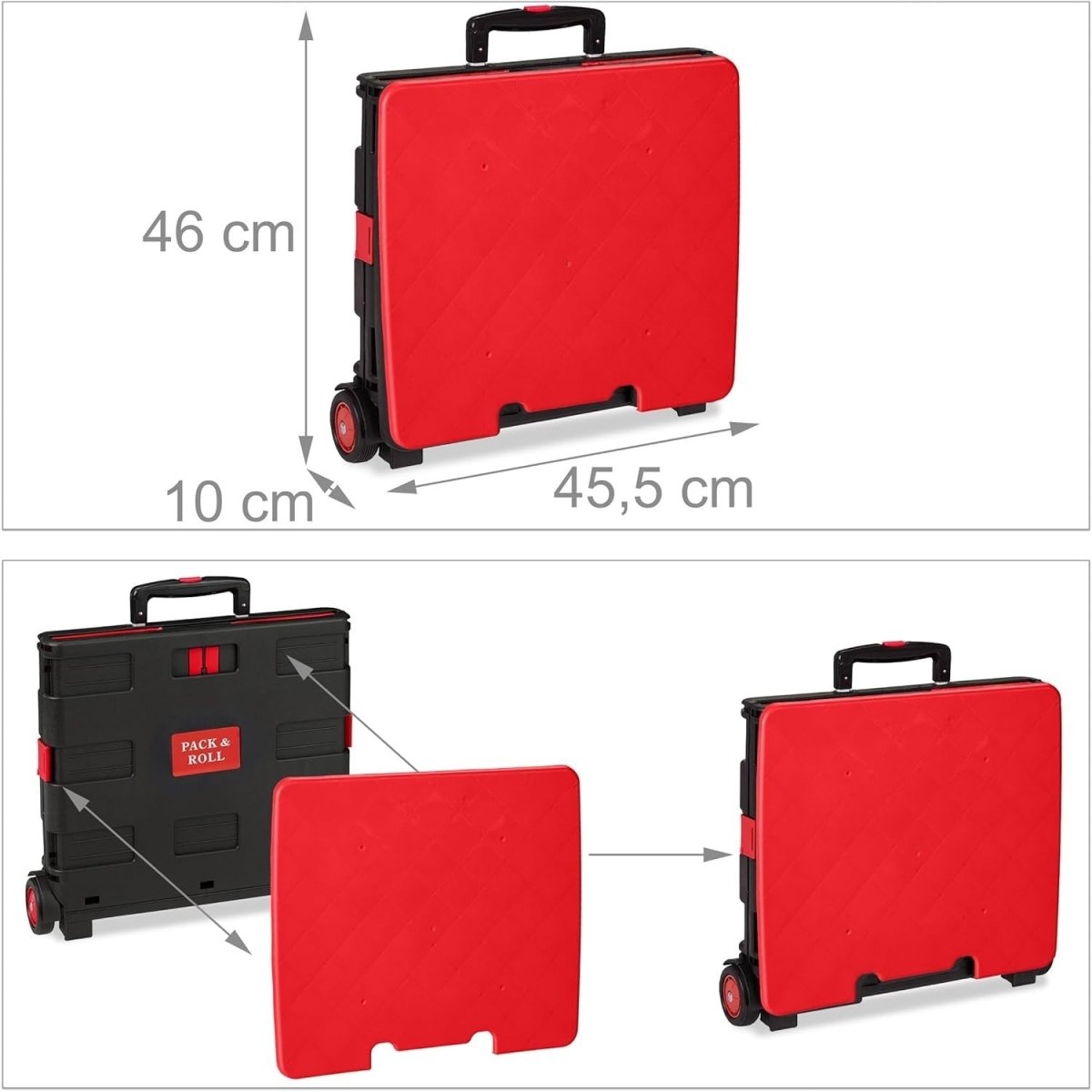 Foldable 50L Red/Black Shopping Trolley with Telescopic Handle – Up to 35kg - Kwikley