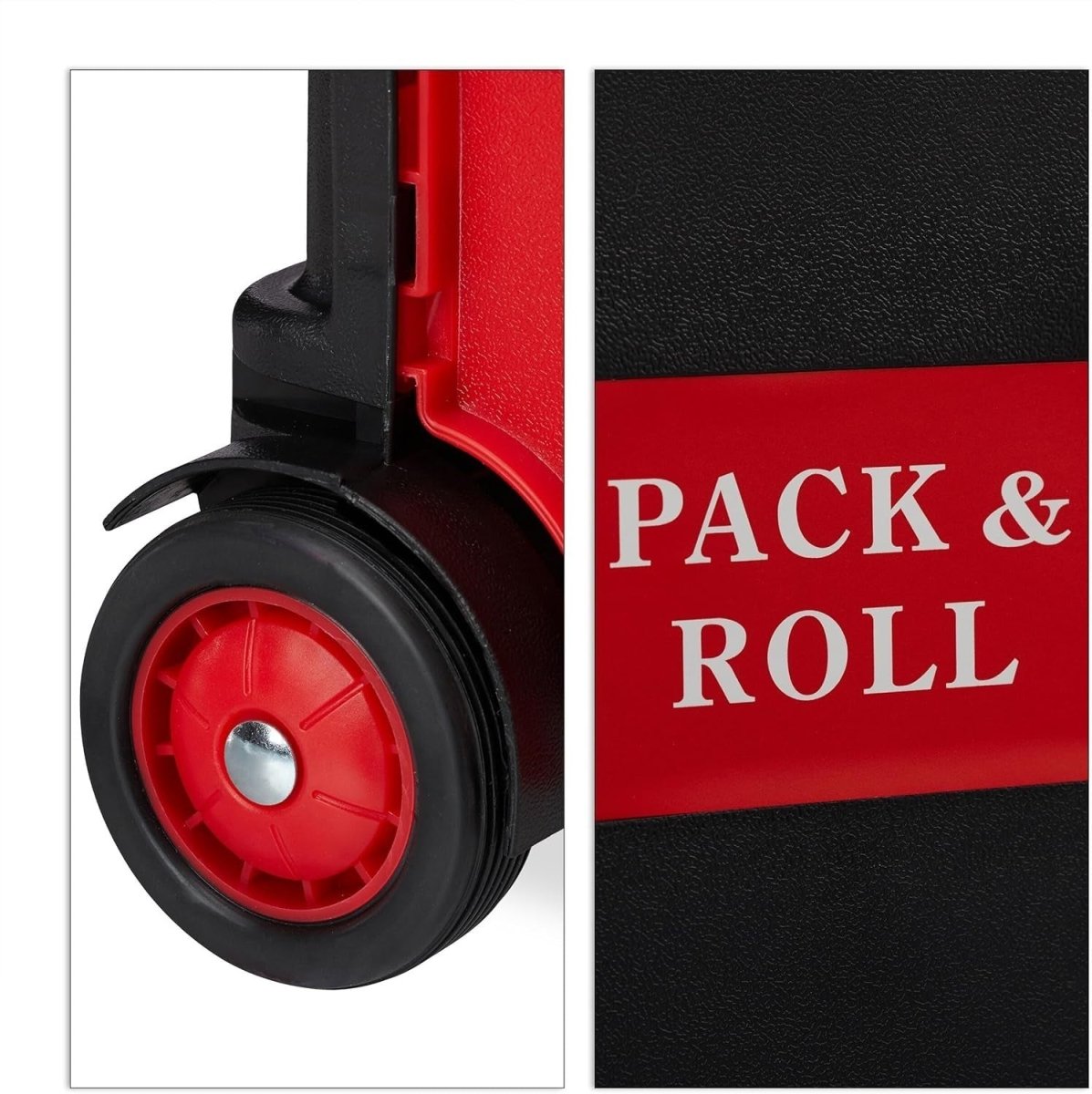 Foldable 50L Red/Black Shopping Trolley with Telescopic Handle – Up to 35kg - Kwikley