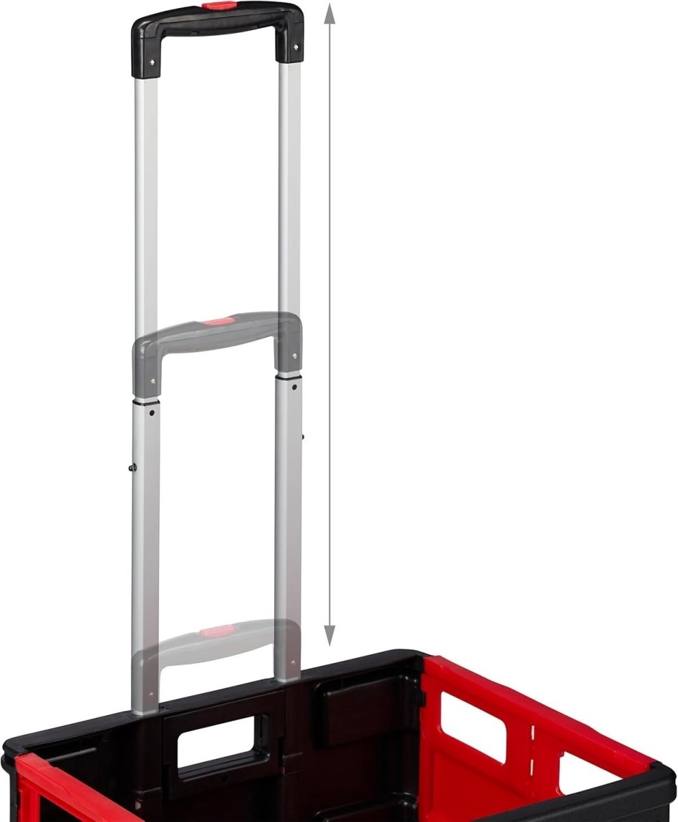 Foldable 50L Red/Black Shopping Trolley with Telescopic Handle – Up to 35kg - Kwikley