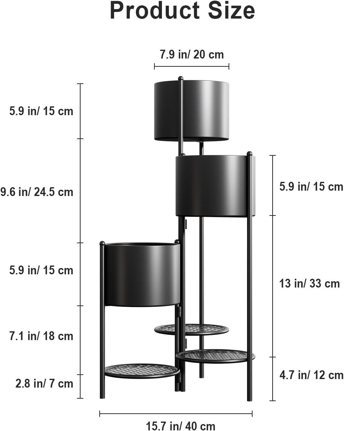 Foldable 6 Tier Metal Plant Stand Indoor Outdoor Black Flower Pot Display Rack - Kwikley
