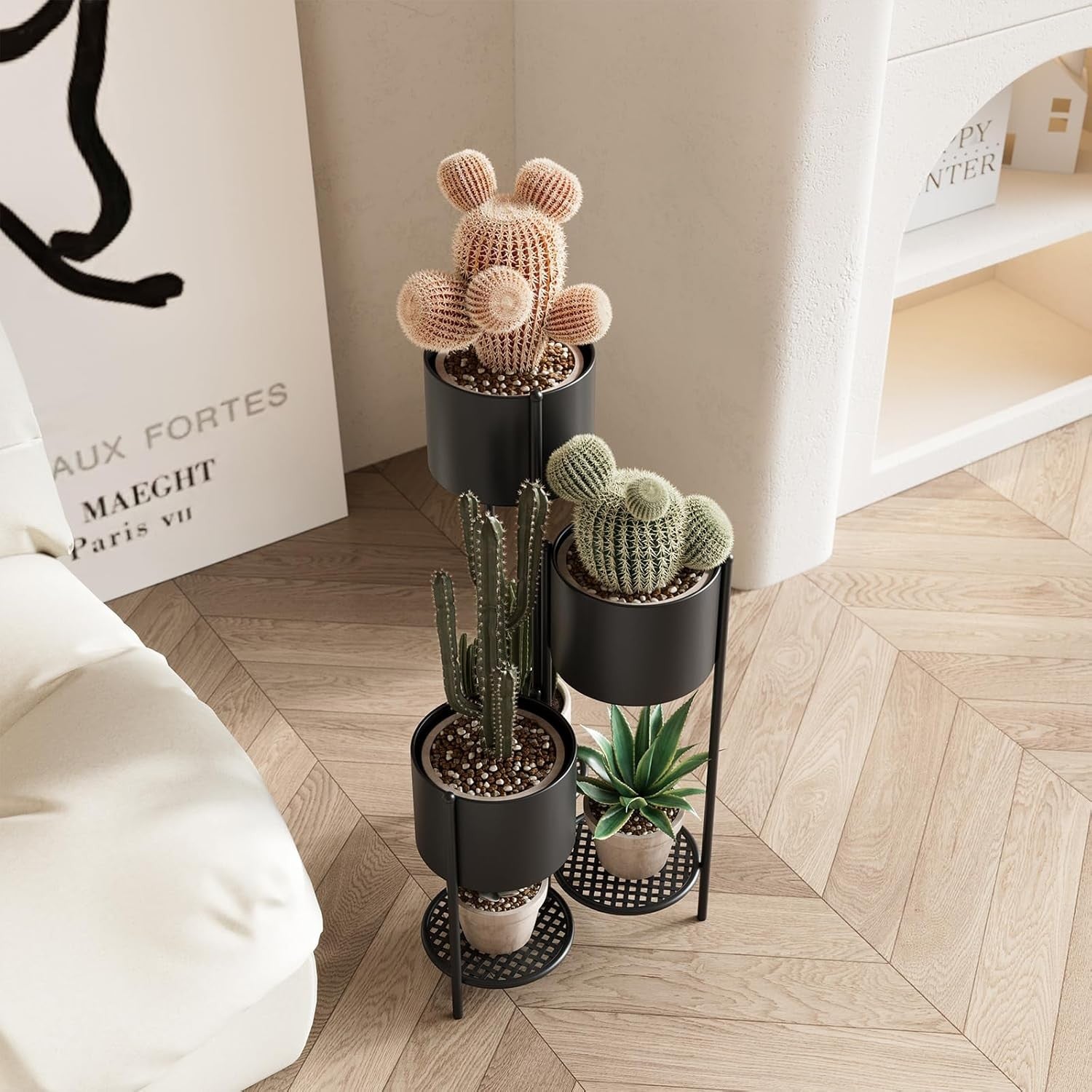 Foldable 6 Tier Metal Plant Stand Indoor Outdoor Black Flower Pot Display Rack - Kwikley