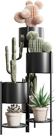 Foldable 6 Tier Metal Plant Stand Indoor Outdoor Black Flower Pot Display Rack - Kwikley