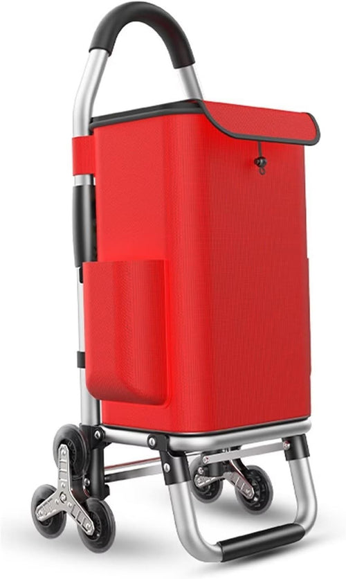 Foldable 6 - Wheel Shopping Trolley 36L Lightweight Aluminium Frame Red - Kwikley