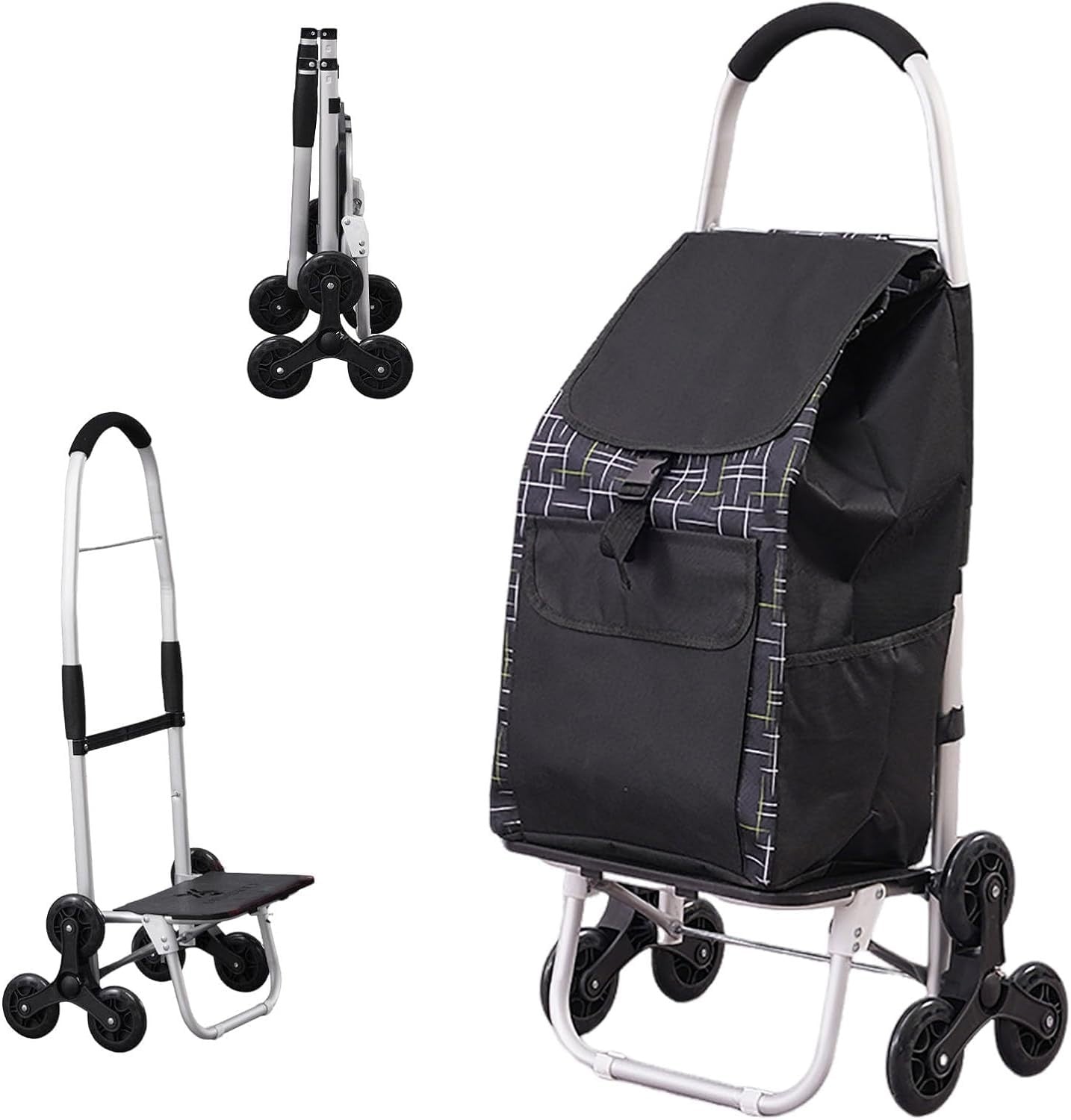Foldable 6 - Wheel Stair Climber Shopping Trolley 40KG 2 - in - 1 Waterproof Bag - Kwikley