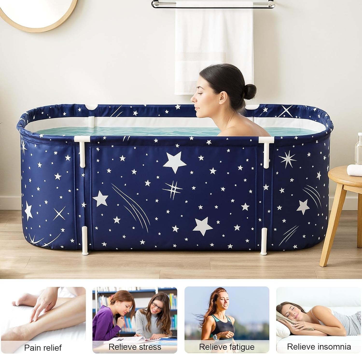 Foldable Adult Bathtub 120x60x58cm | Non - Inflatable Indoor & Outdoor Spa Tub - Kwikley