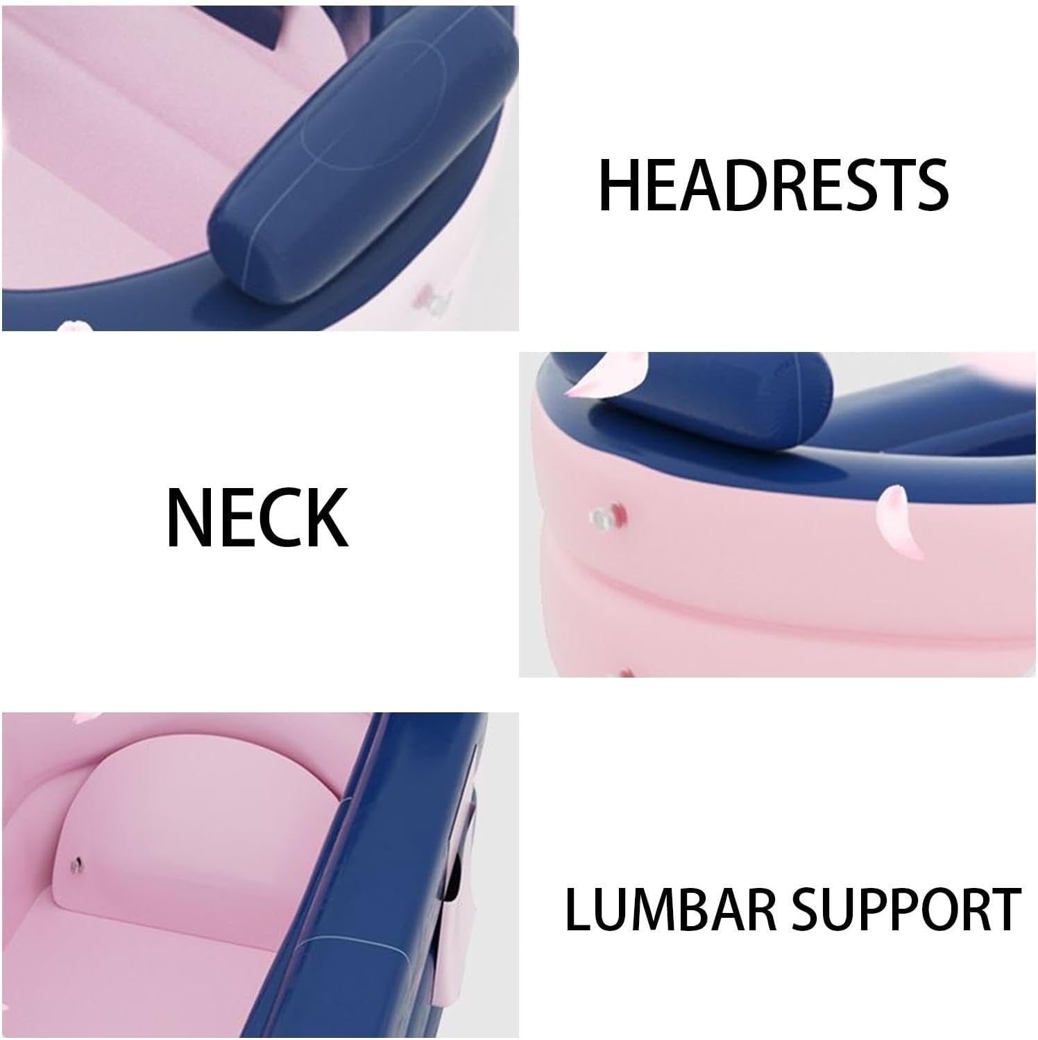 Foldable Adult Bathtub Hot Water Spa Tub with Headrest & Storage Pocket - Kwikley