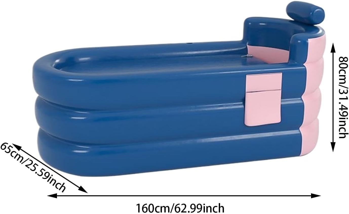 Foldable Adult Bathtub Hot Water Spa Tub with Headrest & Storage Pocket - Kwikley
