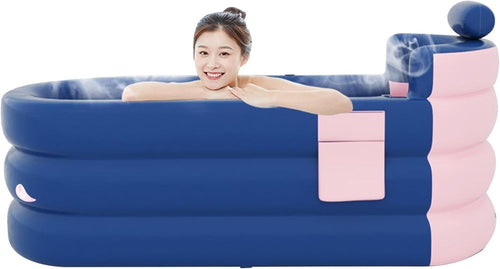 Foldable Adult Bathtub Hot Water Spa Tub with Headrest & Storage Pocket - Kwikley