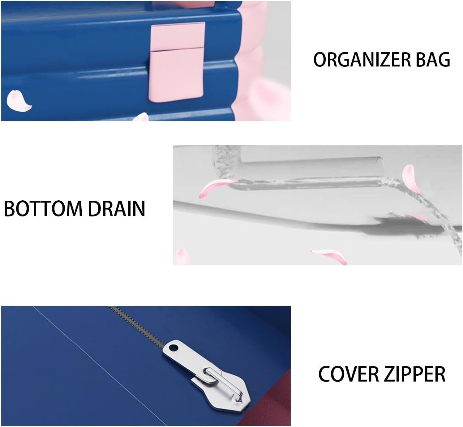 Foldable Adult Bathtub Hot Water Spa Tub with Headrest & Storage Pocket - Kwikley