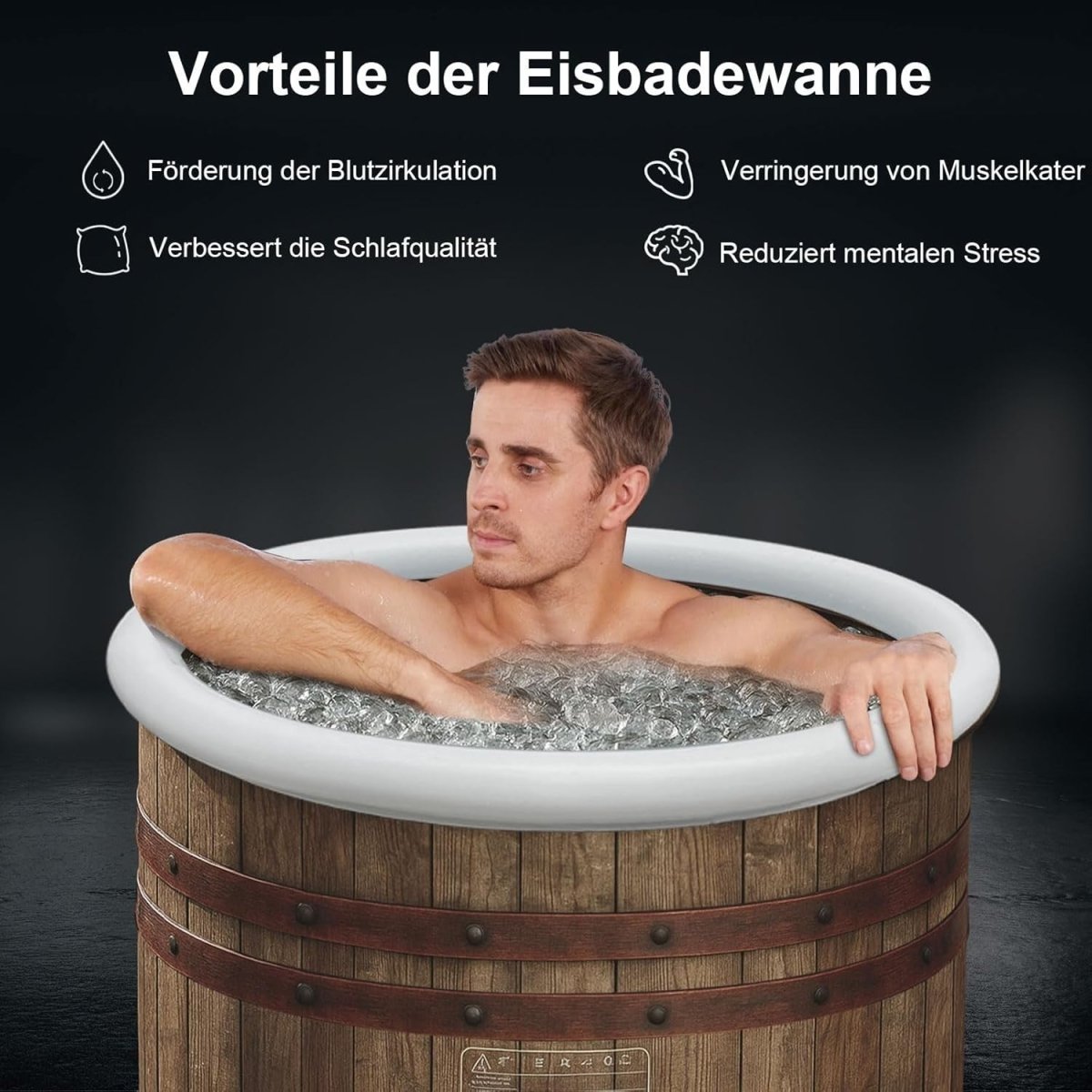Foldable Adult Ice Bath Tub 377L Inflatable Cold Water Therapy Spa 80cm - Kwikley