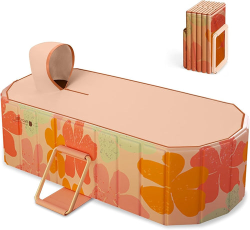 Foldable Adult Spa Bath Tub 1.5M Petal Peach Portable Deep Soaking - Kwikley