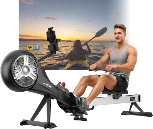 Foldable Air Magnetic Rowing Machine 10 - Level Resistance Bluetooth Smart LCD - Kwikley