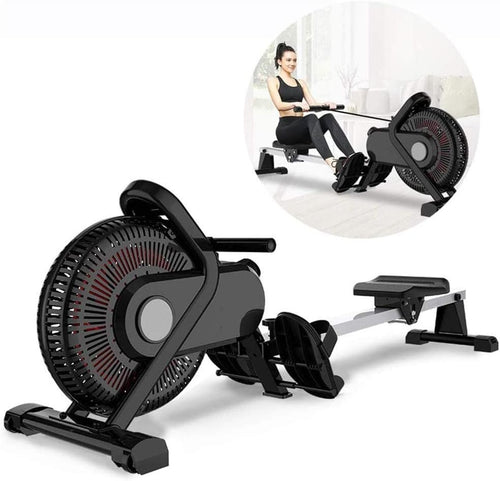 Foldable Air + Magnetic Rowing Machine 8 - Level Resistance LCD Quiet Home Rower - Kwikley