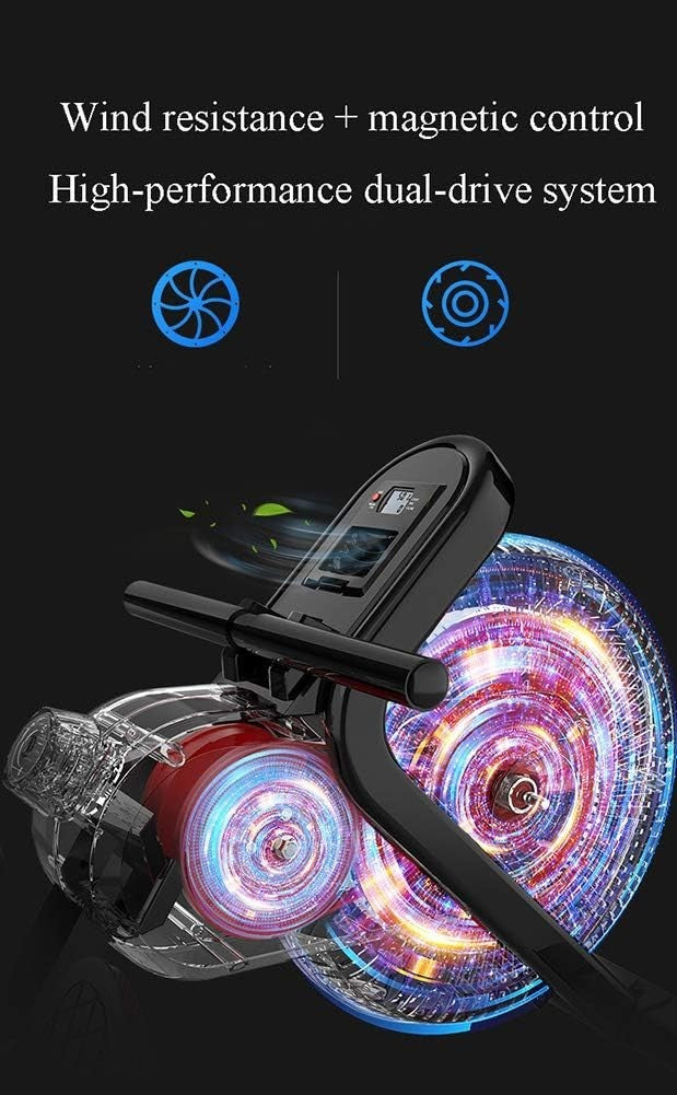 Foldable Air + Magnetic Rowing Machine 8 - Level Resistance LCD Quiet Home Rower - Kwikley