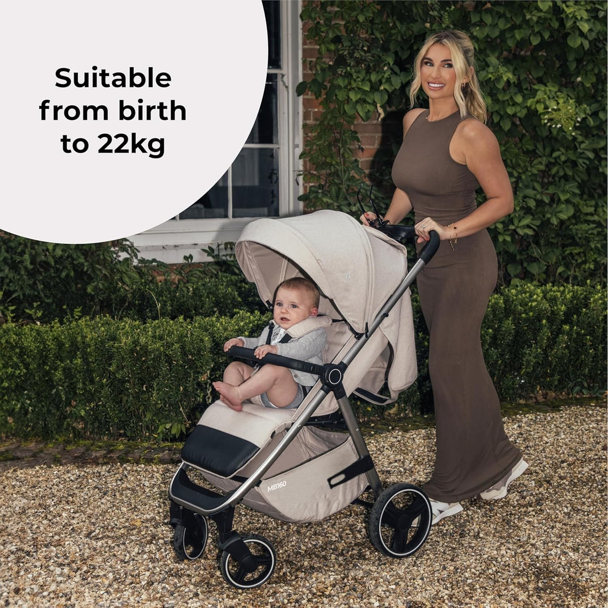 Foldable Baby Pushchair From Birth–4 Years 22kg Lightweight XL Canopy Stroller - Kwikley
