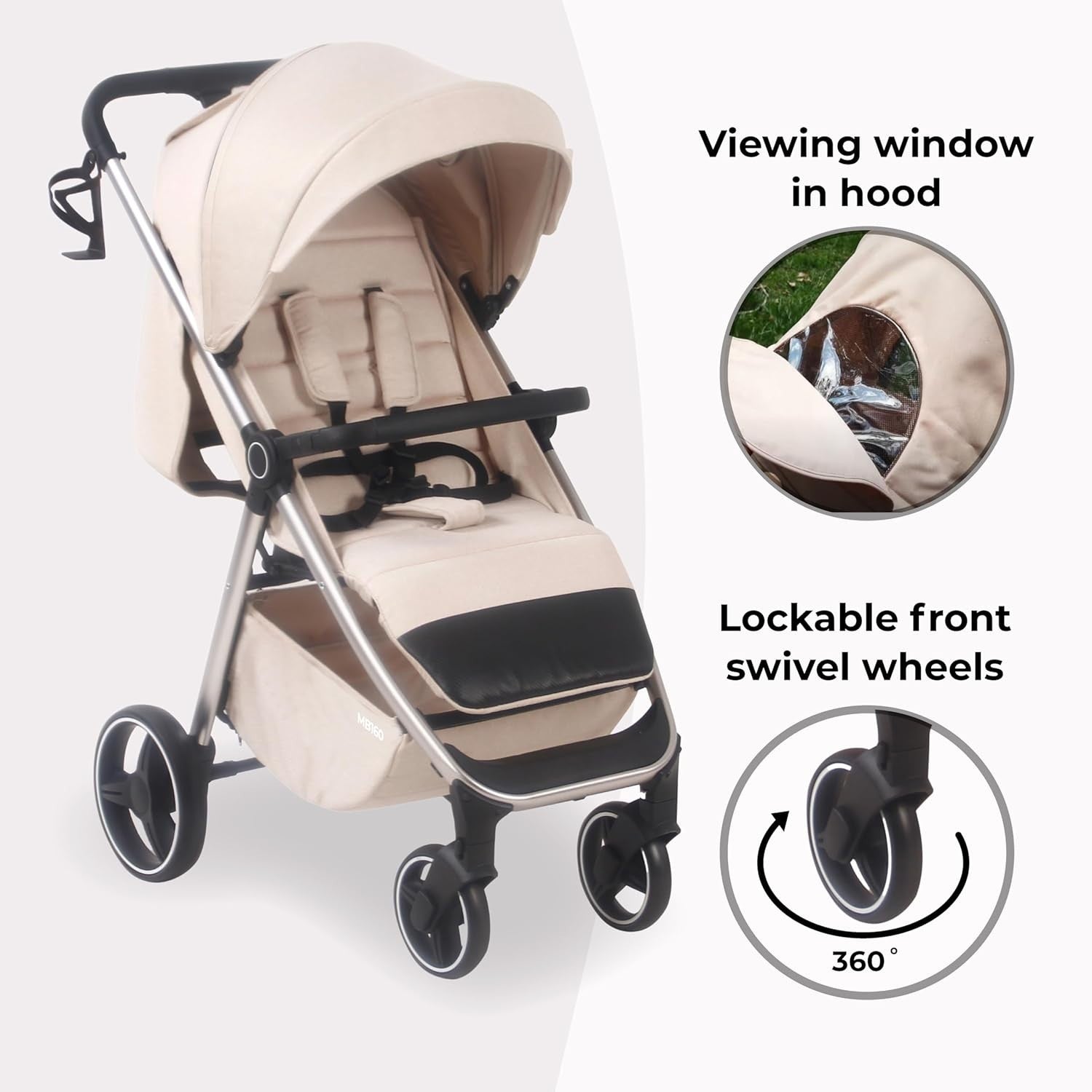 Foldable Baby Pushchair From Birth–4 Years 22kg Lightweight XL Canopy Stroller - Kwikley