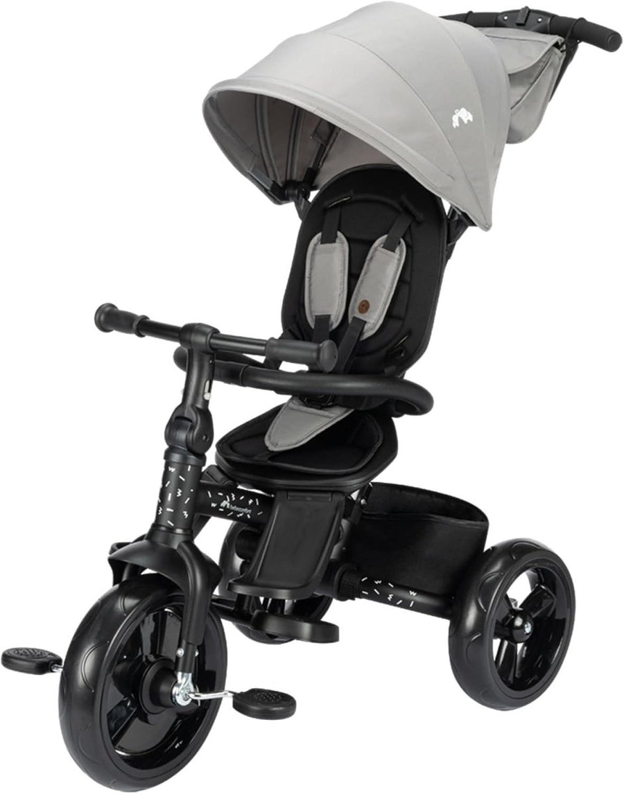 Foldable Baby Trike with Parent Handle Canopy 10M-4Y Toddler Bike Grey - Kwikley