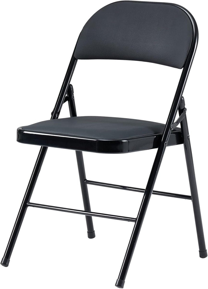 Foldable Black Padded Chairs Set of 4 – Portable Indoor & Outdoor Seats - Kwikley