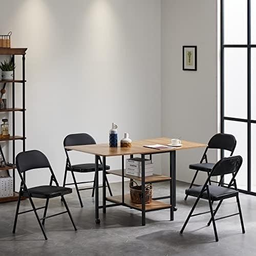 Foldable Black Padded Chairs Set of 4 – Portable Indoor & Outdoor Seats - Kwikley
