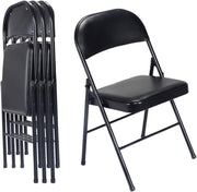Foldable Black Padded Chairs Set of 4 – Portable Indoor & Outdoor Seats - Kwikley