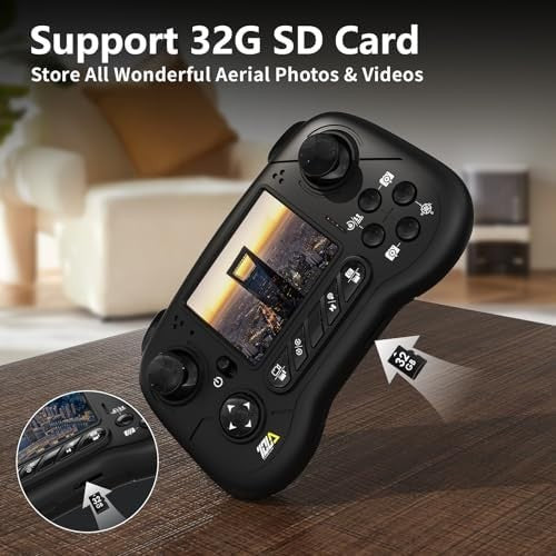 Foldable Brushless Motor Drone w/ LCD Screen Remote, 1080P Camera & SD Slot - Kwikley