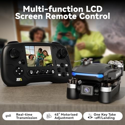 Foldable Brushless Motor Drone w/ LCD Screen Remote, 1080P Camera & SD Slot - Kwikley