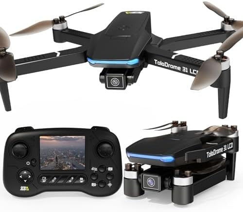Foldable Brushless Motor Drone w/ LCD Screen Remote, 1080P Camera & SD Slot - Kwikley