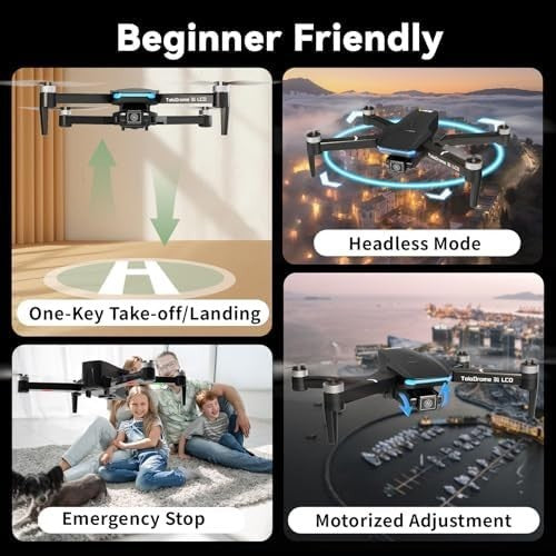 Foldable Brushless Motor Drone w/ LCD Screen Remote, 1080P Camera & SD Slot - Kwikley
