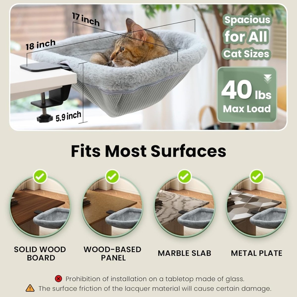 Foldable Cat Desk Bed Space Saving Faux Fur Desktop Cat Hammock - Kwikley